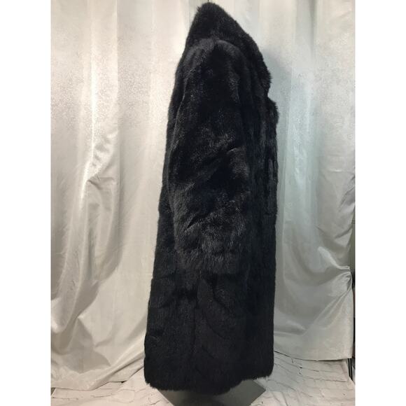 Vintage Black Fur Reversible Full Length Coat Sz M-L - Picture 6 of 8